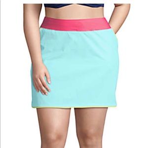 PARADISE AQUA/HOT PINK/LIME Land’s End Quick Dry Board Skort Swim Skirt 24W